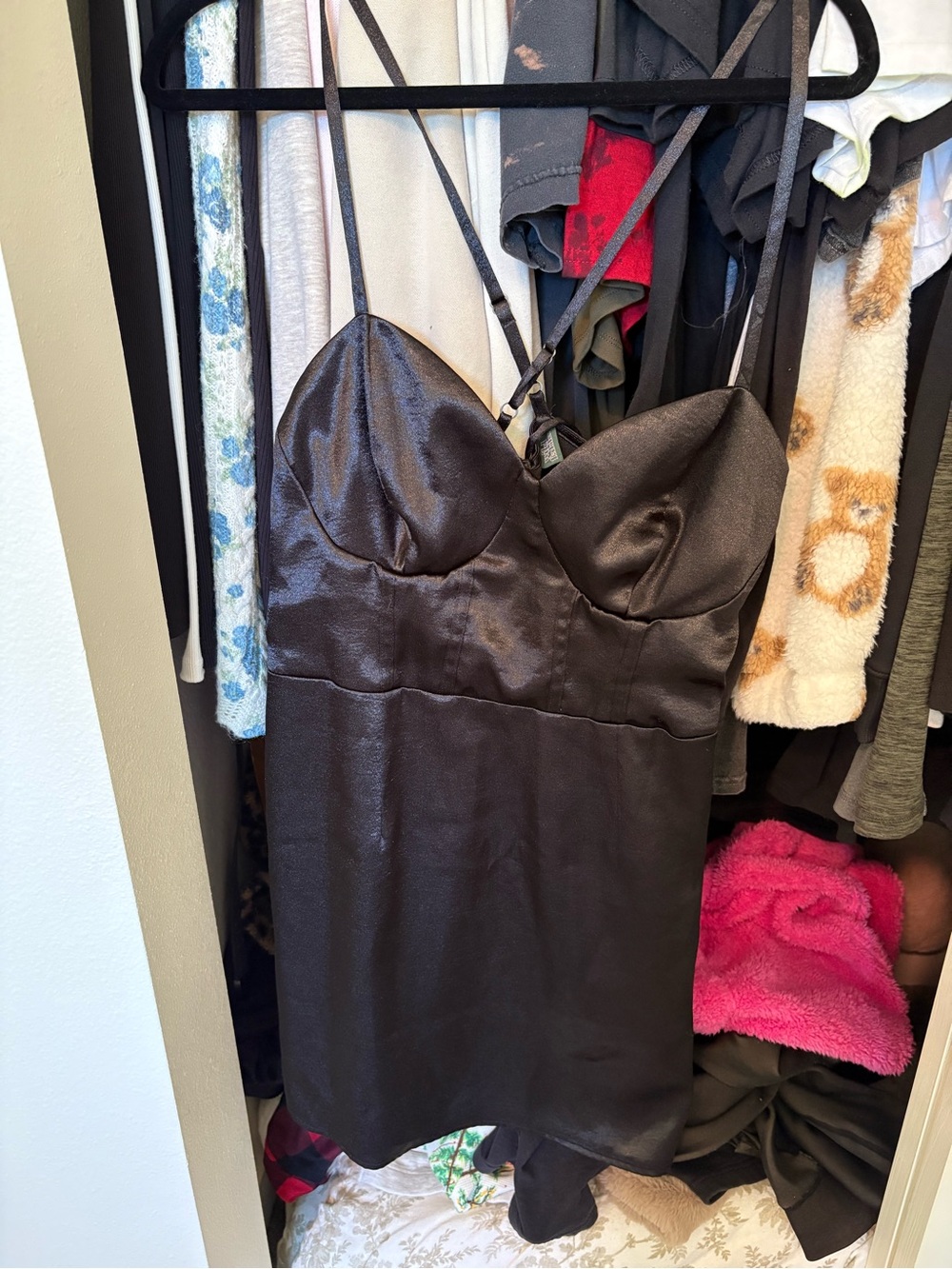 Women’s Satin Cami Slip Dress - Black
